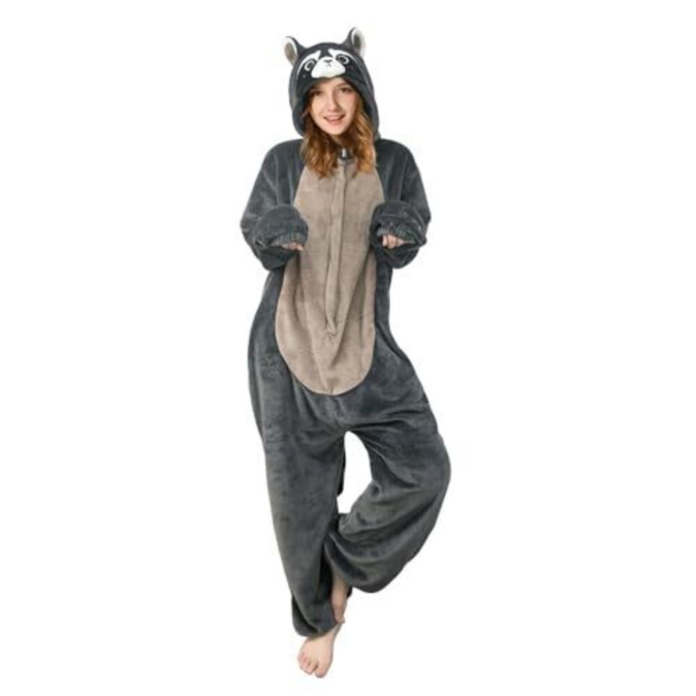 4847 Adult Animal Onesie Unisex Raccoon Onesies Plush Cosplay Pajamas - Picture 2 of 7